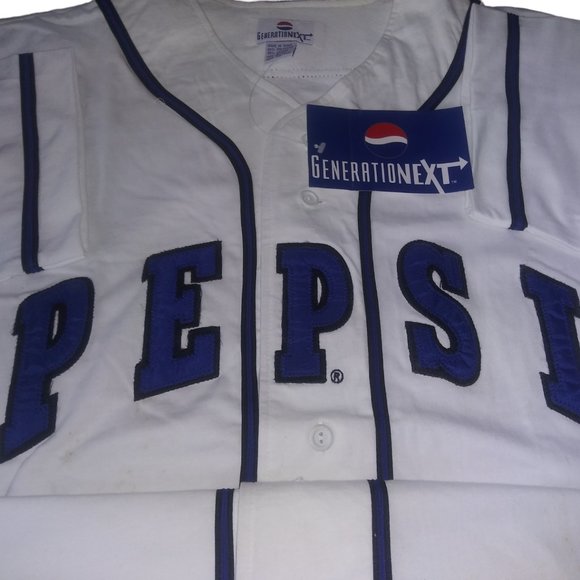 Vintage PEPSI GENERATION NEXT 90's White and Blue Baseball Jersey Size S/M TAG - Picture 2 of 11
